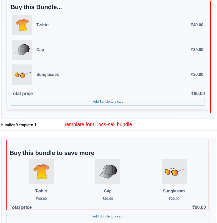 Pre-designed template for Cross-sell bundle