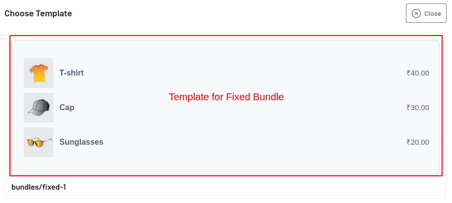 Predesigned template for fixed bundle