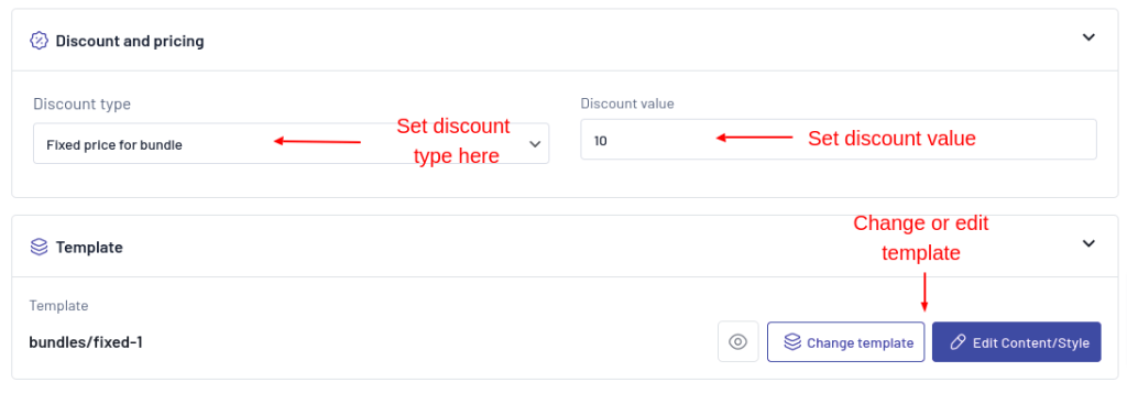 Setting discount in fixed bundle