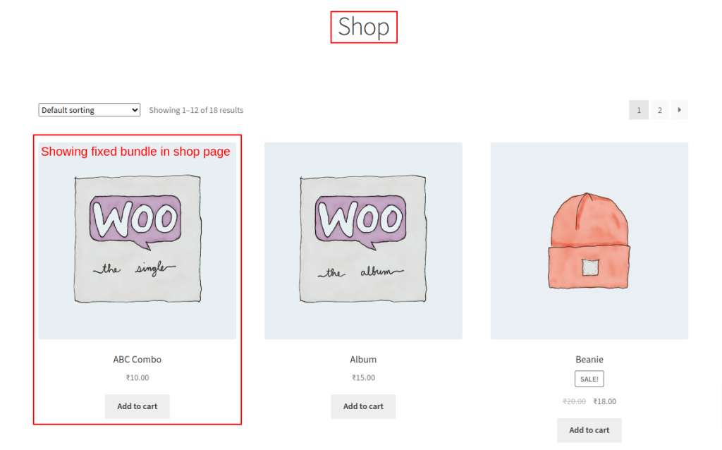 Showing bundled products on shop page