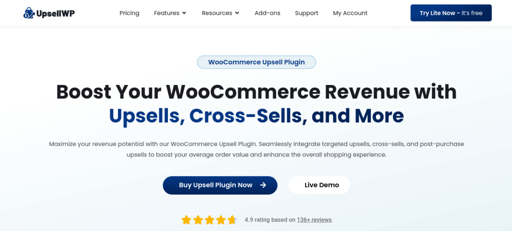 Homepage of UpsellWP, a WooCommerce black friday plugin