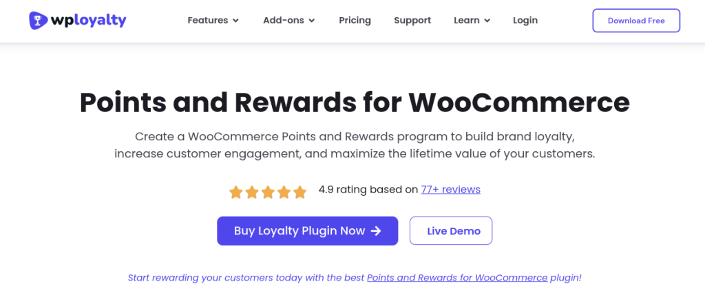 Homepage of WPLoyalty, a WooCommerce Black Friday Plugin