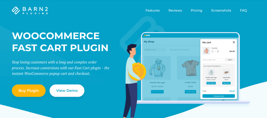 homepage of WooCommerce fast cart