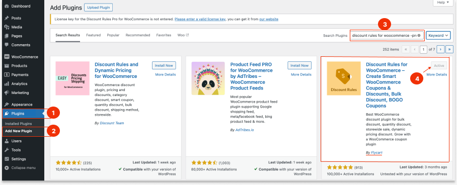 Installing the Woo Discount Rules Pro plugin
